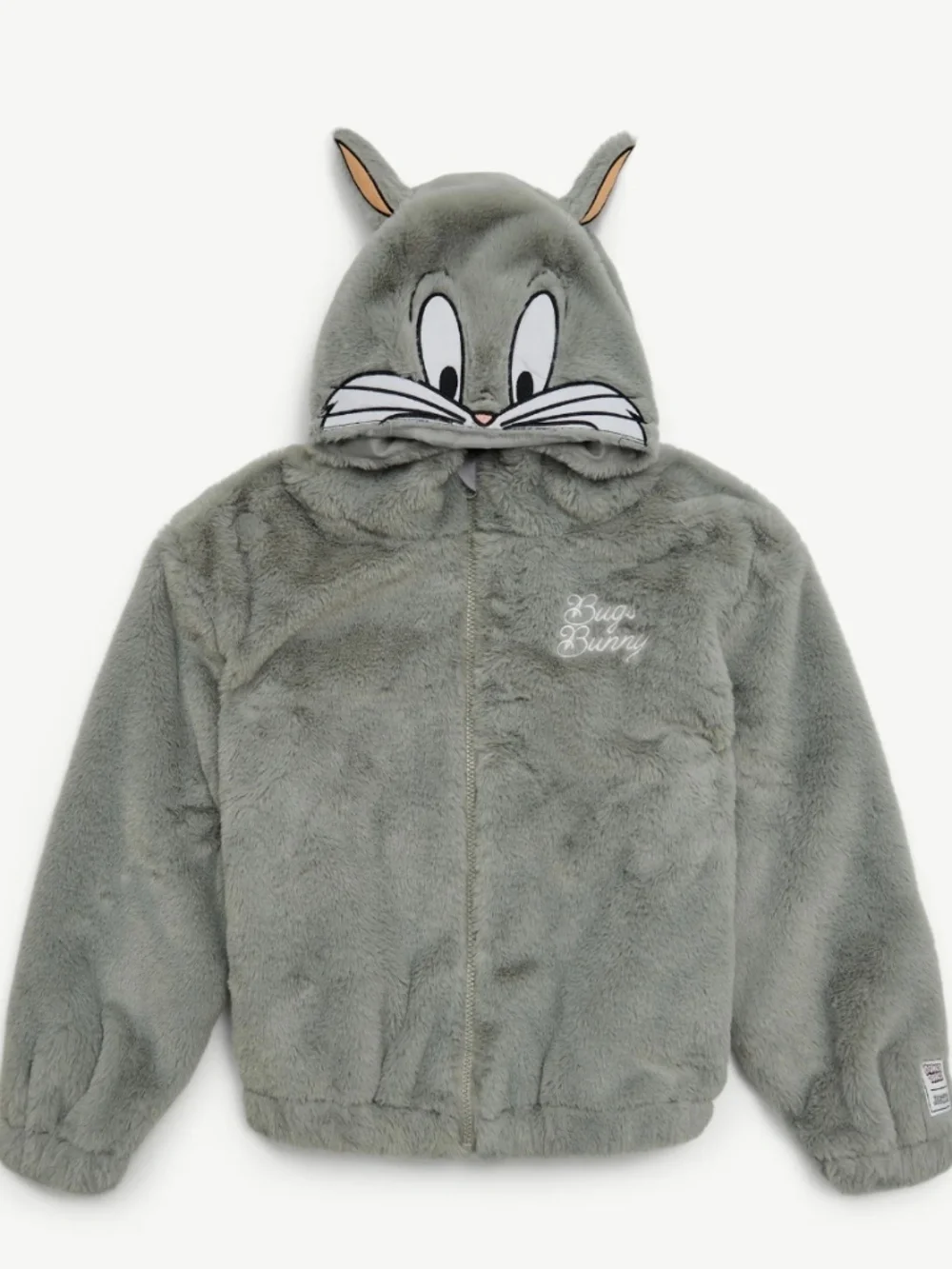 Looney Tunes Bugs Bunny Gray Hooded Fleece Jacket Size Small (7-8) NWT